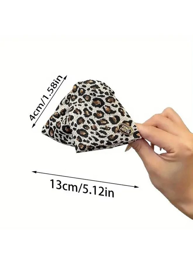 Brown Leopard Print Vintage Large Triangle Hair Claw Clip Elegant Updo Hair Accessory - Image 4
